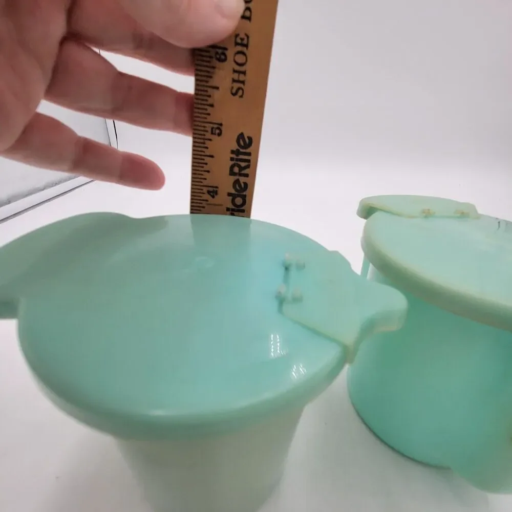 Vntg Tupperware Turquoise Flip Lids Plastic Sugar & Creamer Some Discoloration